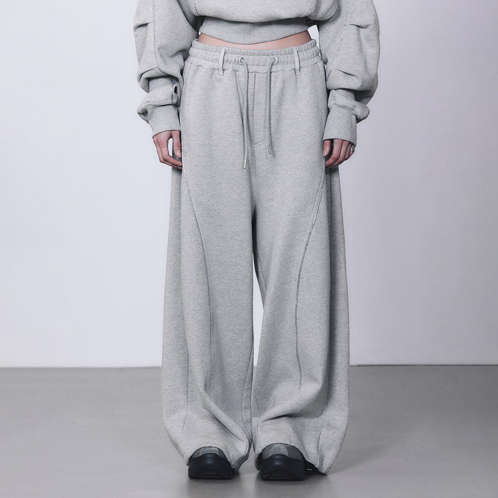 TMB Logo Piping Sweat Pants [ Melange Gray ]