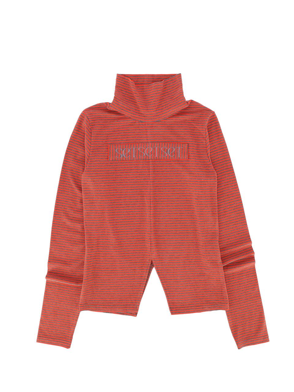 STRIPE TURTLENECK SLIT T-SHIRT