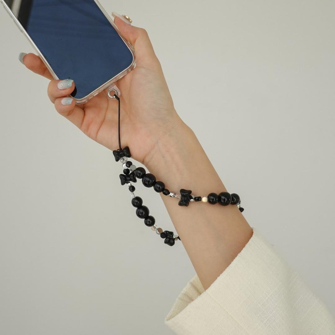 wZ3013 리본 구슬 핸드폰 스트랩줄 가방참 장식고리