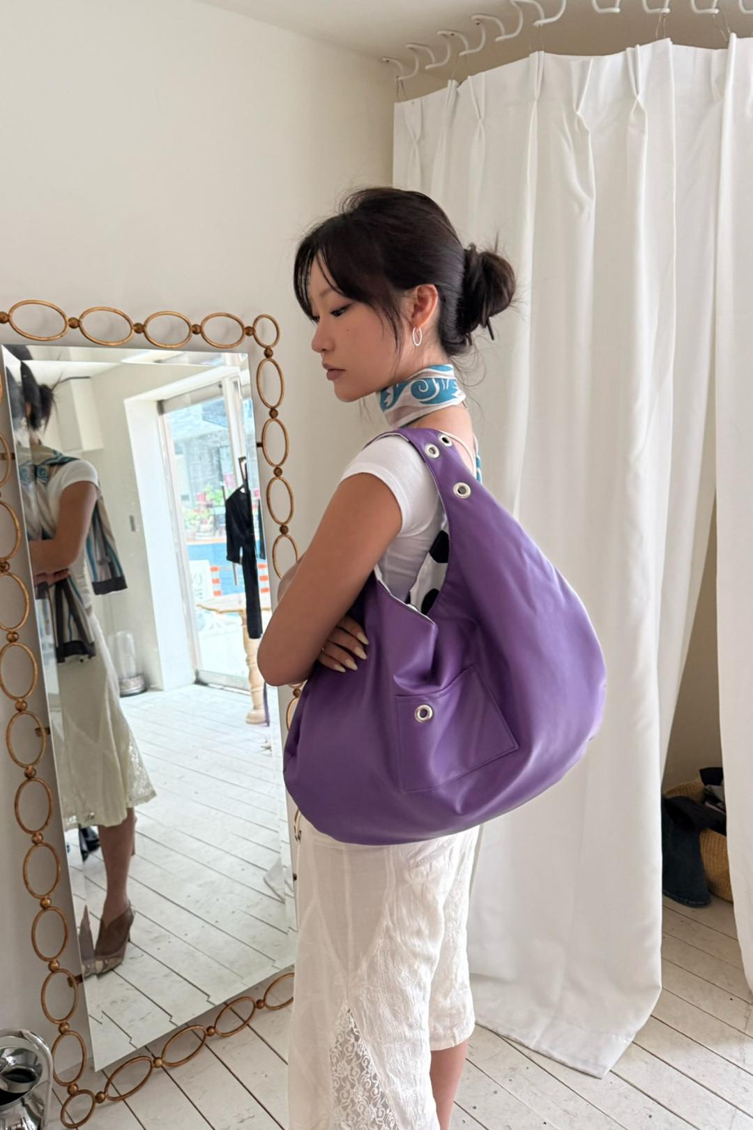 [DEPC x jeyilly] EYELET LEATHER BAG - LARGE (PURPLE)