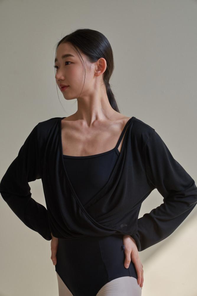 (블랙) 투웨이 로맨틱 랩가디건 발레 긴팔 워머 : 슬로우노브