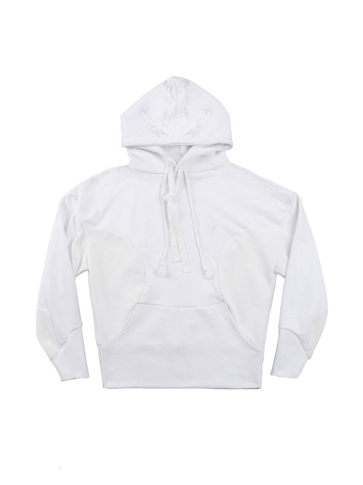 Curved Graphic Hoodie / White