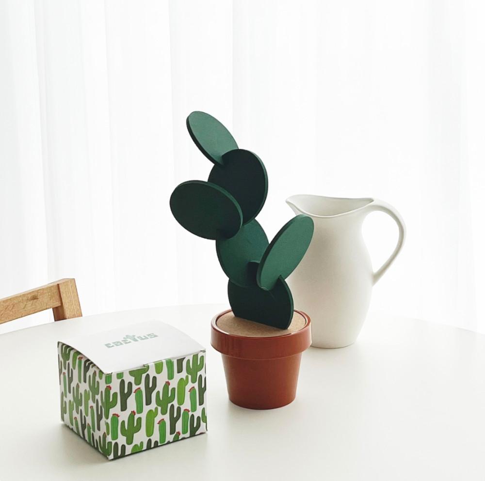 (선물포장) 귀여운 선인장 코스터 세트! 코스터7P+보관함