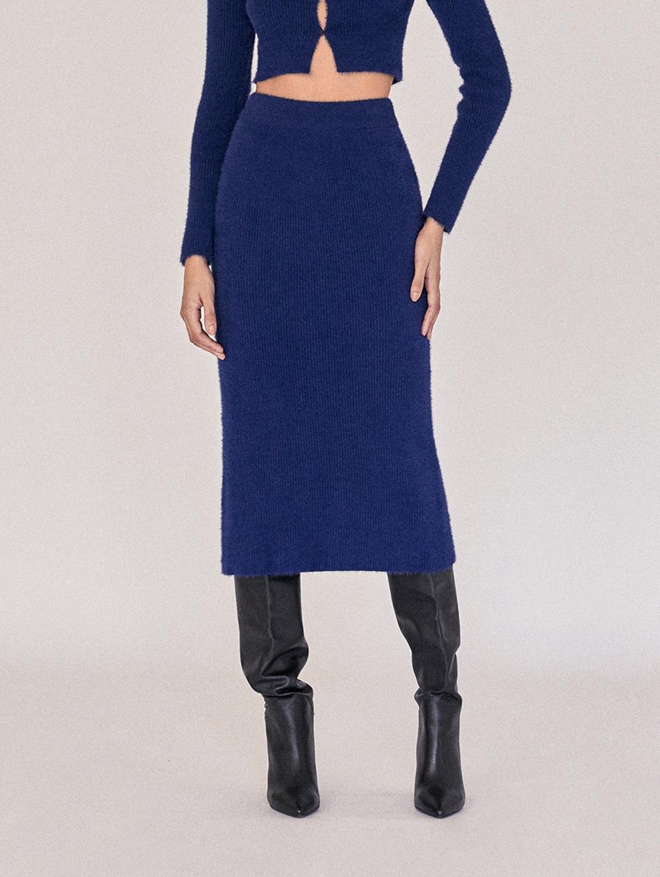 Navy Arles Midi knit Pencil Skirt