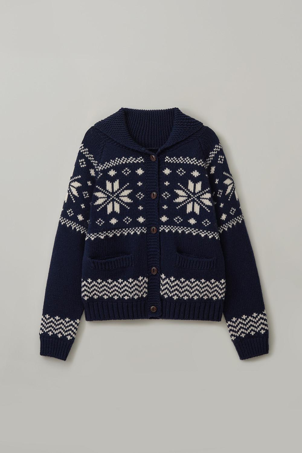 marais nordic knit cardigan_navy