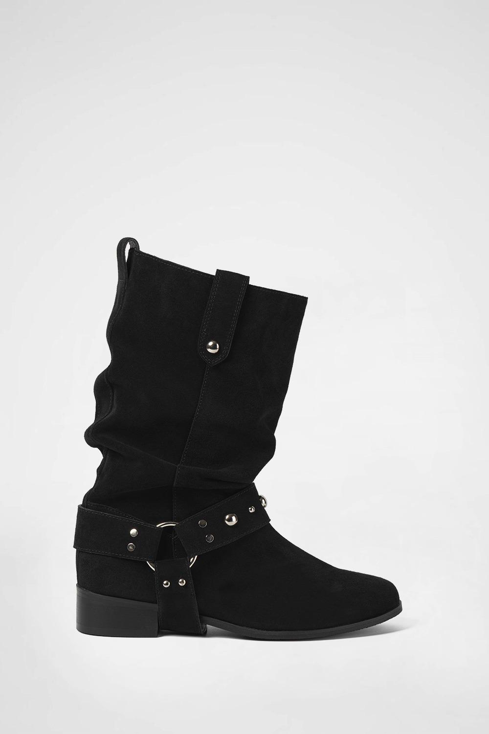 SIENNA STUD MID BOOTS BLACK