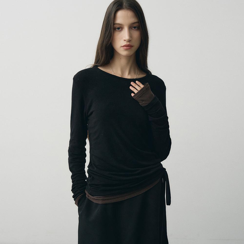 울 리버시블 레이어드 티셔츠 (블랙)