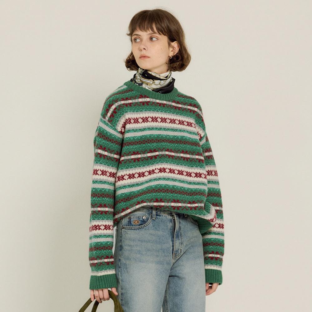 [3차] Grandpa Jacquard Knit (Mint)