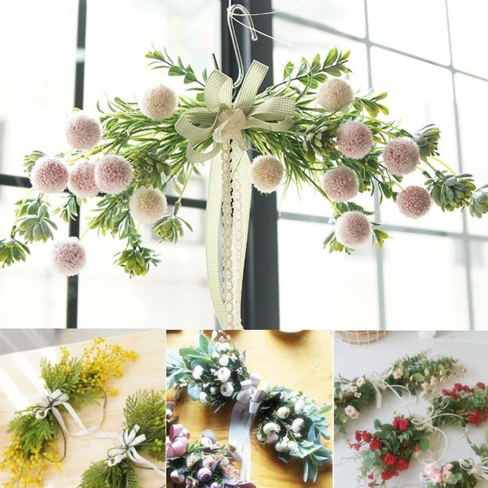 폼폼 인테리어 조화 가랜드 예쁜 꽃 리스 벽 장식 현관문 캠핑