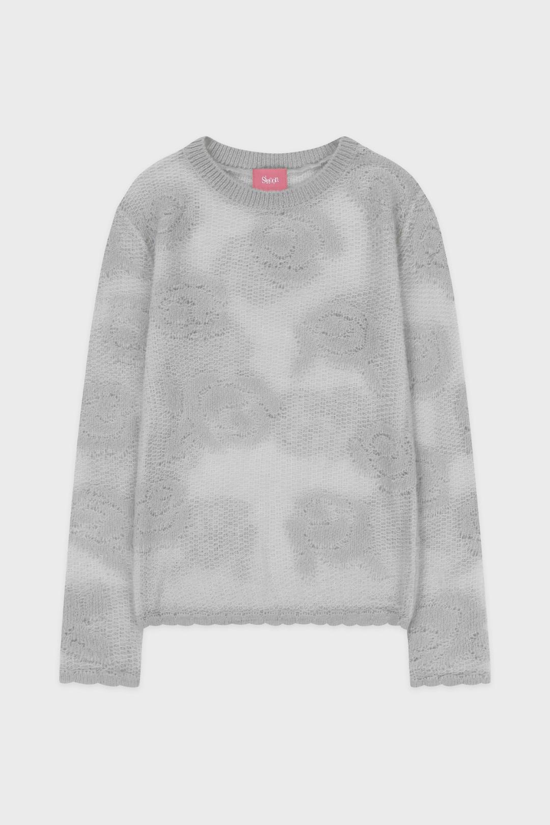 Rose Artwork Long Sleeve Knit (Grey)