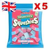 영국발송 5봉지 스위즐스 드럼스틱 스쿼시 버블검 맛 Swizzels Bubblegum