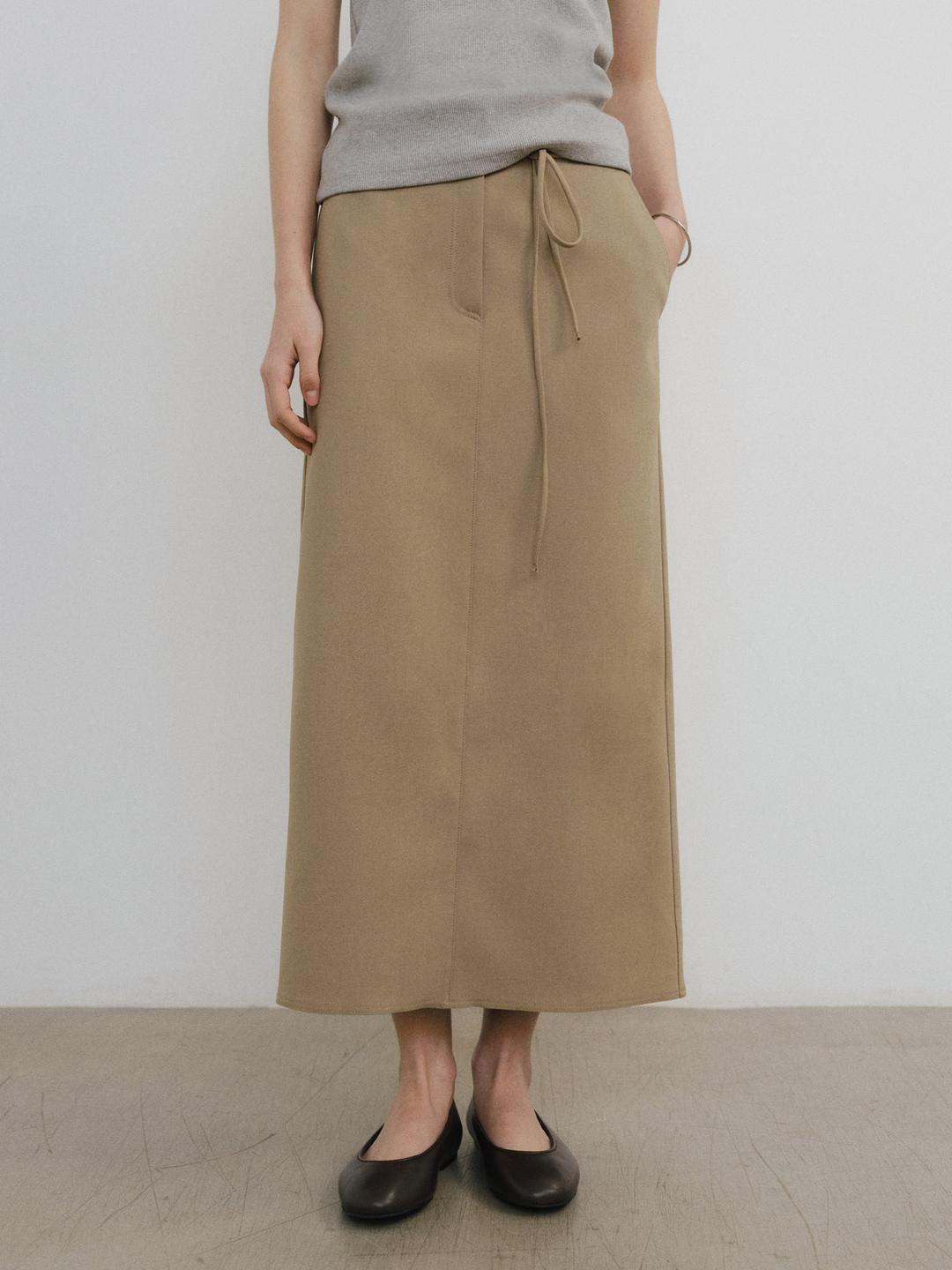 RE-ORDER / H-line string long skirt_2colors