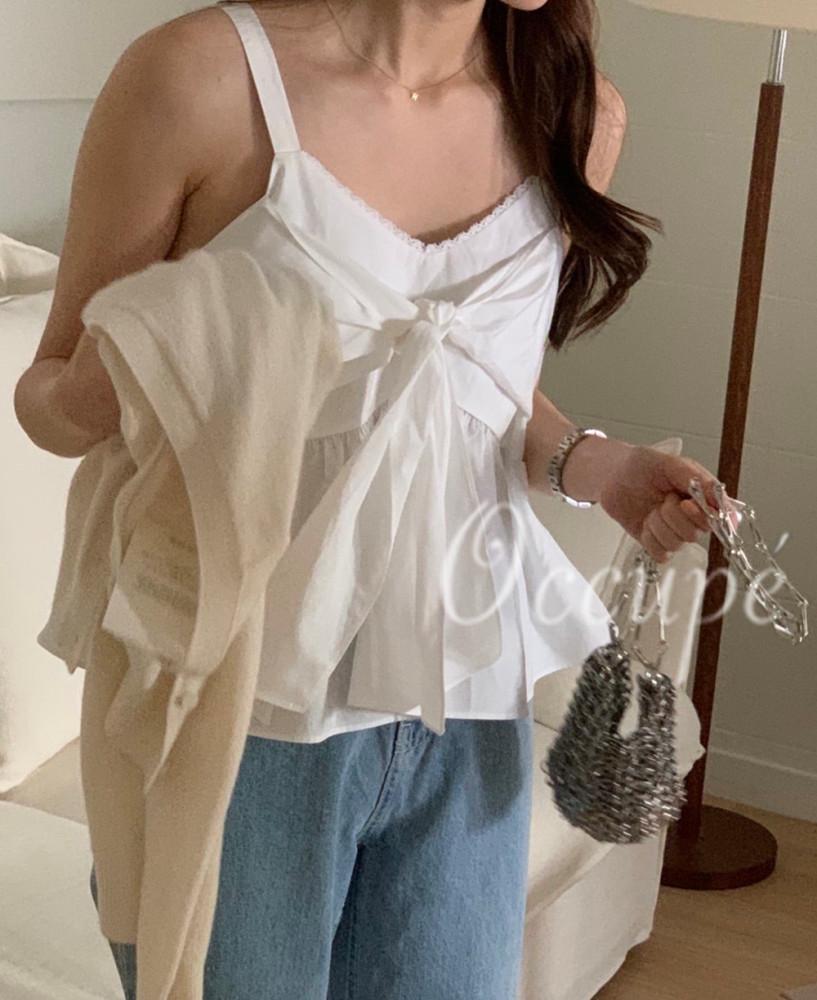 컴히얼 베이 리본 블라우스 (2col) comehere 뷔스티에 : 오큐페 occupe