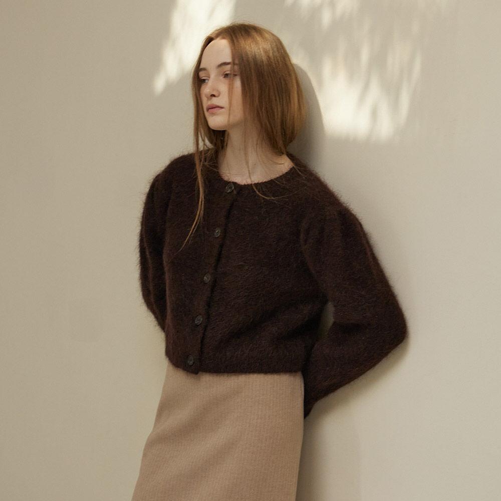 Kid Mohair Puff Cardigan_Espresso