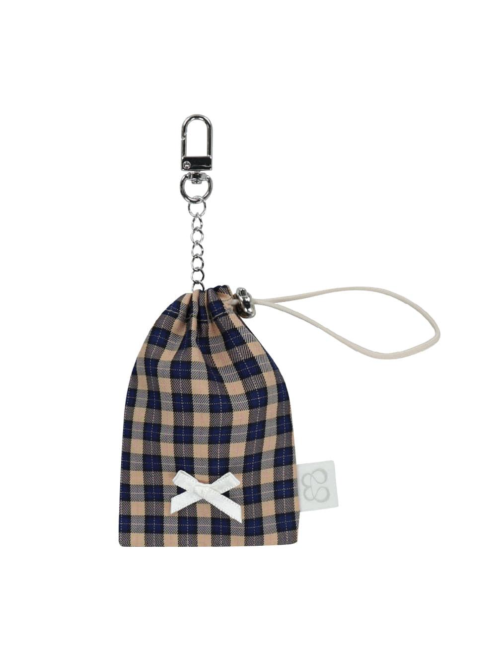 CHECK GYMSACK KEYRING [BEIGE]