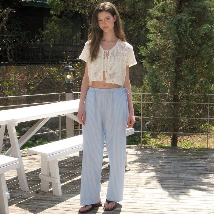 Ribbon Stripe Pants - Light Blue