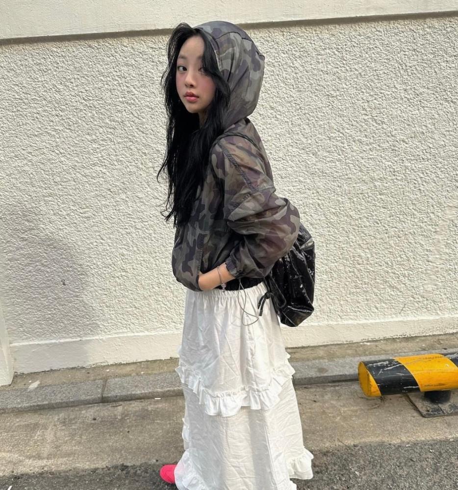 리본 카모 크롭 블루종 자켓 후드 바람막이 간절기 자켓 2color