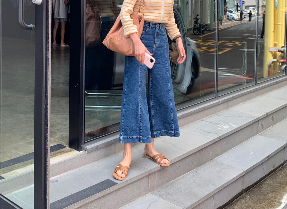 [리코리타]﻿﻿카노 와이드 부츠컷 앞절개 논스판 팬츠 S-L