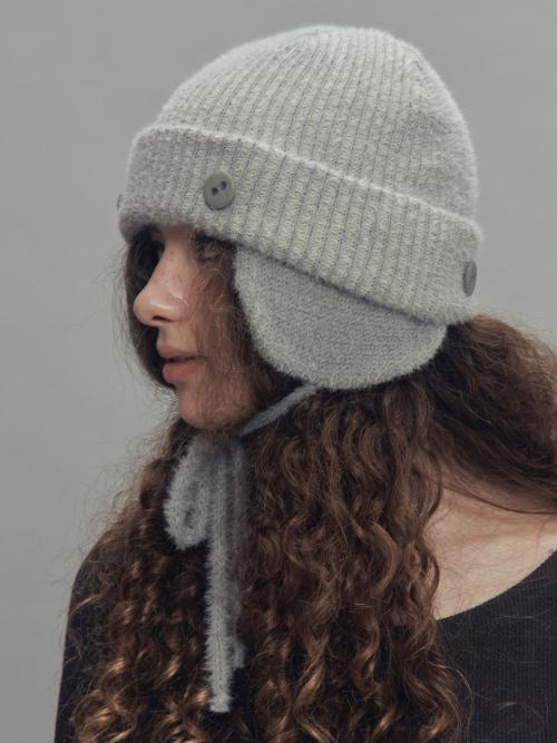 투웨이 이어플랩 비니 투톤믹스 멜란지그레이