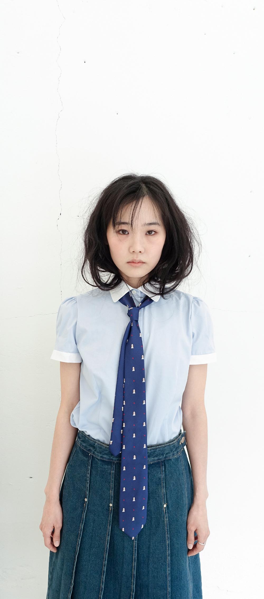puff slim half blouse