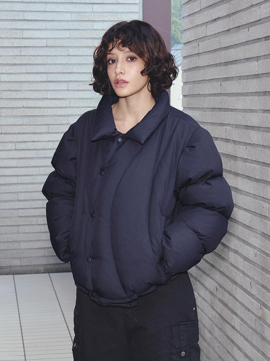CURVE LINE COLLARED DOWN PUFFER NAVY