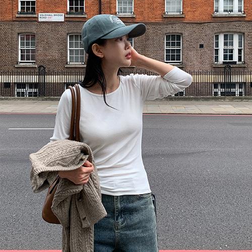 🌱[당일발송/2천장돌파][기본티/이너티][MNLB] 벨로 골지 라운드넥 여리핏 티셔츠