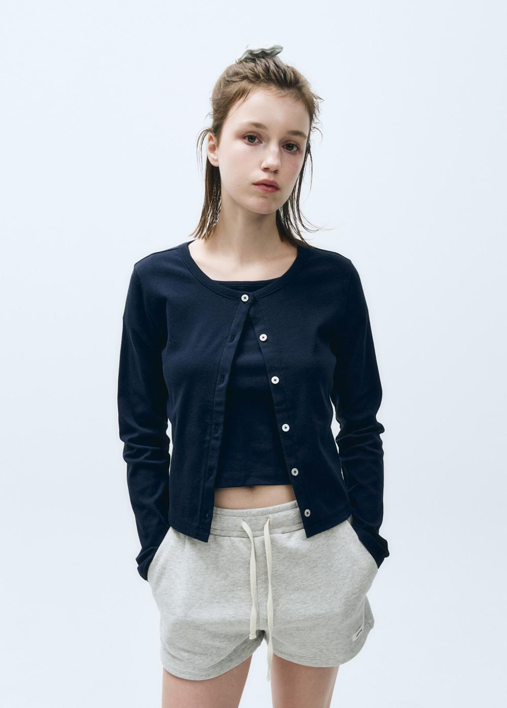 W BASIC COTTON CARDIGAN navy