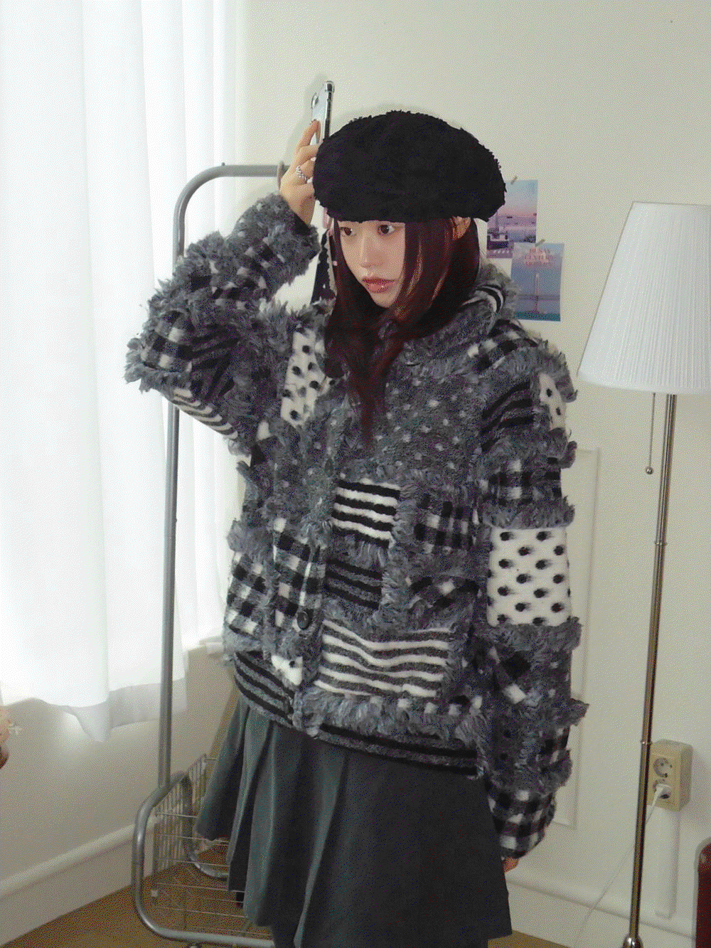 코덴 패치워크 도트 자켓 가디건