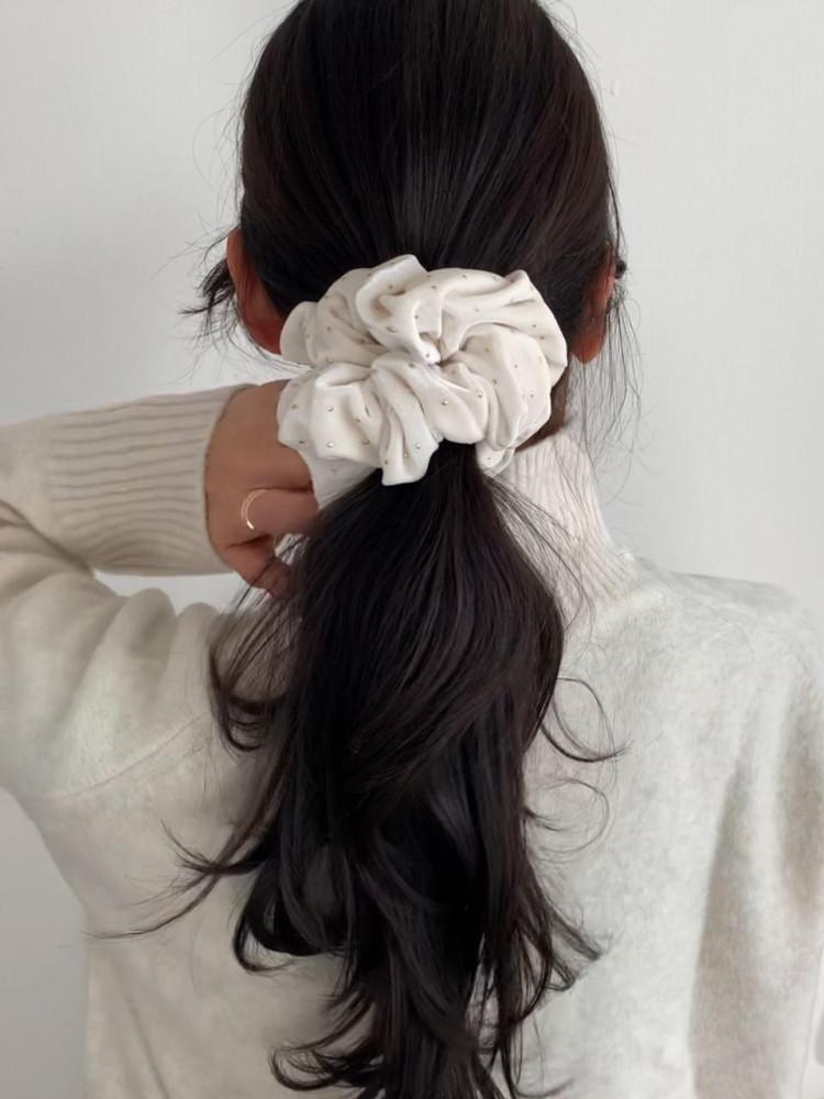 골드도트 벨벳 곱창밴드 헤어 스크런치 2size