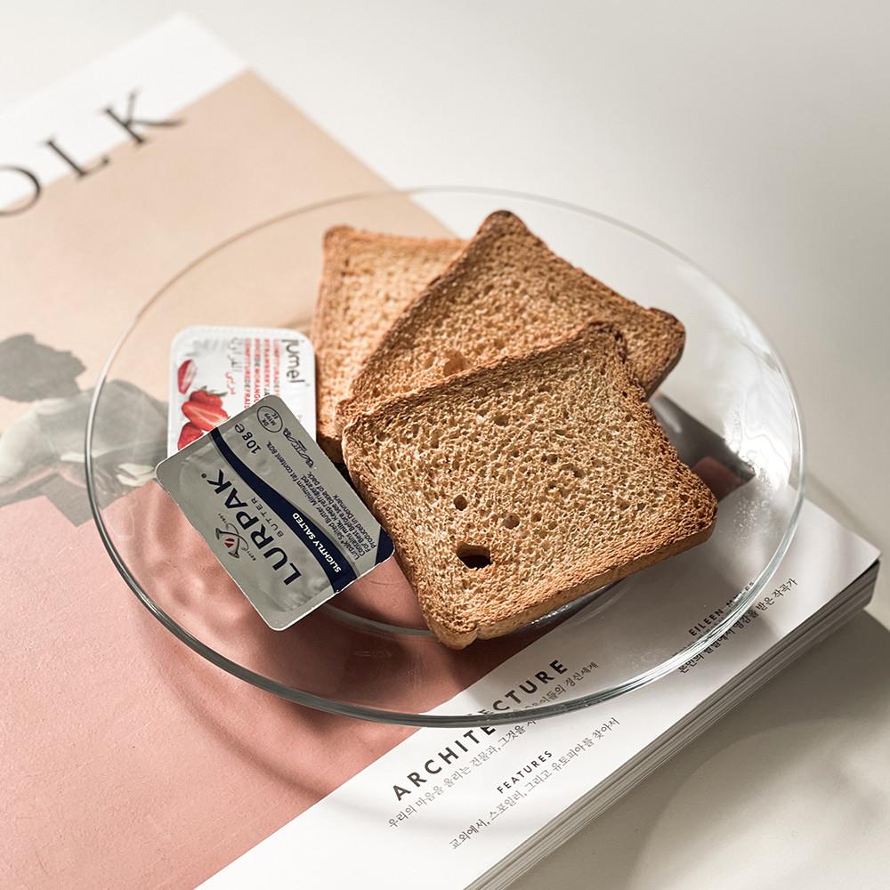 [원키친몰] 듀라렉스 리스 투명 강화유리 접시 플레이팅 디저트 유리접시 S