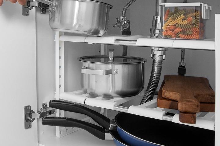 2단 싱크인 주방 하부장 정리 선반 2color