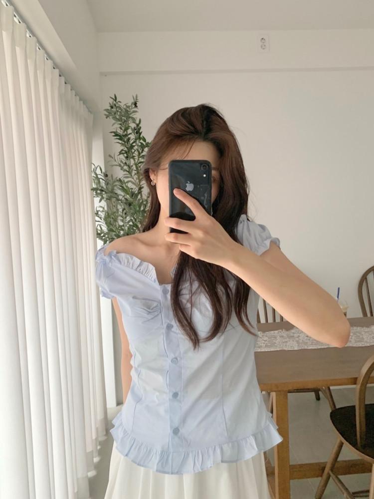 [오프숄더가능💗] 온드 프릴 셔링 블라우스
