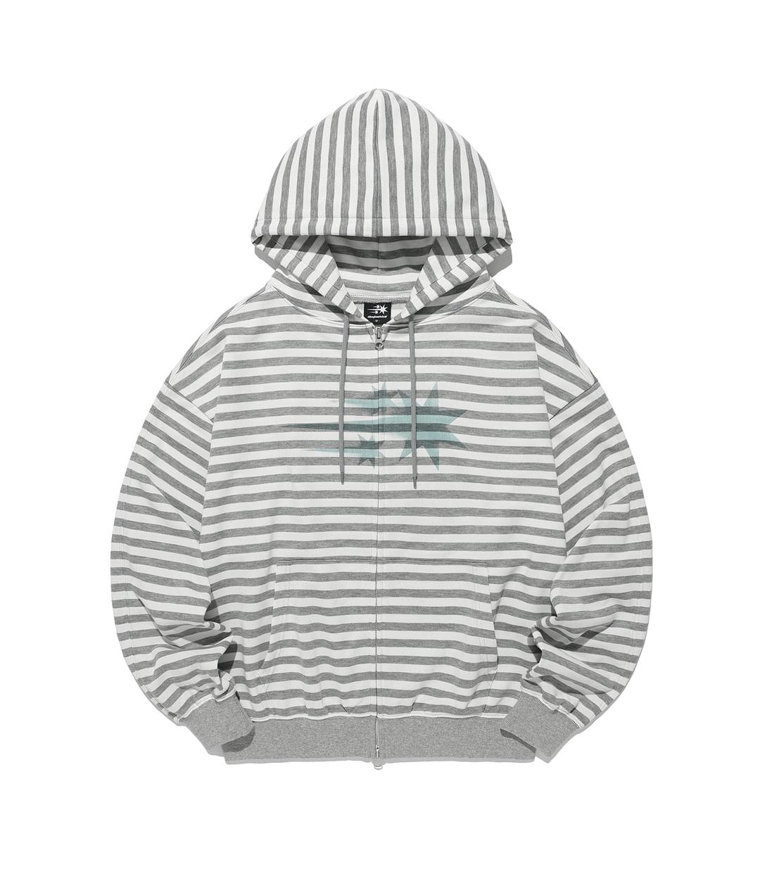 STRIPE RUSH 3STAR HOODIE ZIP UP[GREY]