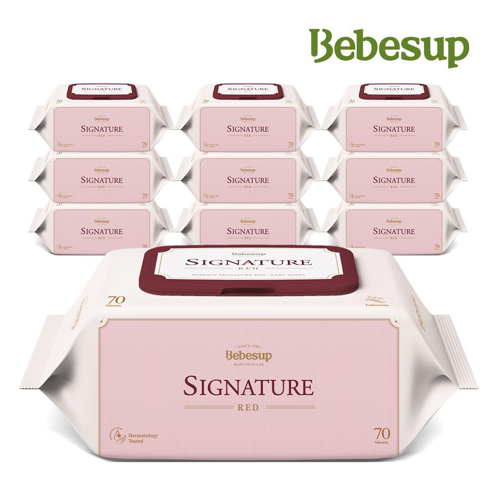 [베베숲] 시그니처 레드 물티슈 70매 캡 10팩