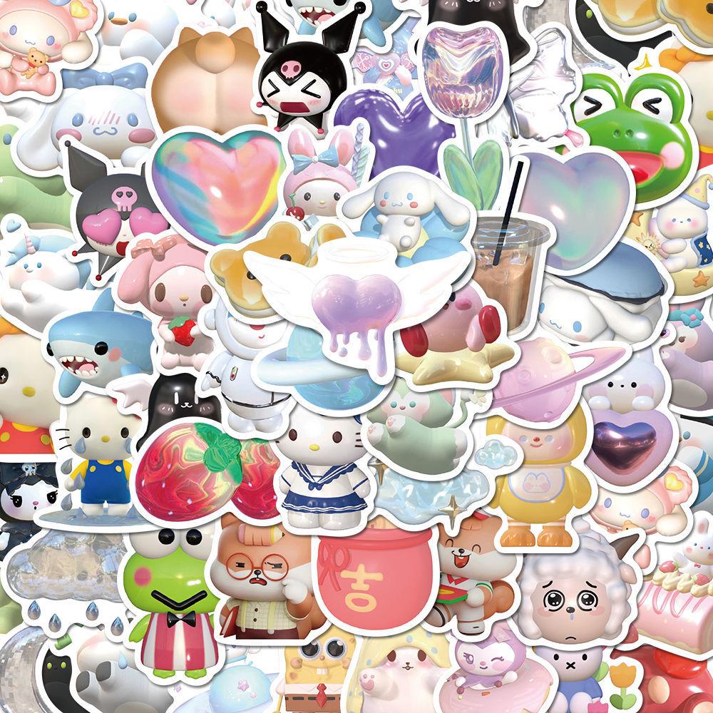 10/59/110pcs 3D 만화 스티커 귀여운 Cinnamoroll Kuromi 내 멜로디 스티커 노트북 Sanrio 애니메이션 스티커 어린이 소녀 장난감