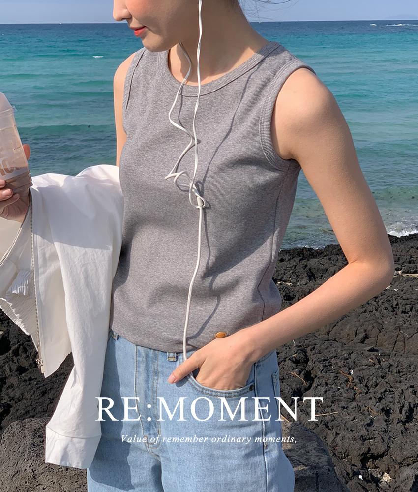 오디너리먼트 [RE:MOMENT/연베이지,핑크,블랙 당일발송] made. 포레 골지 슬리브리스 6color!