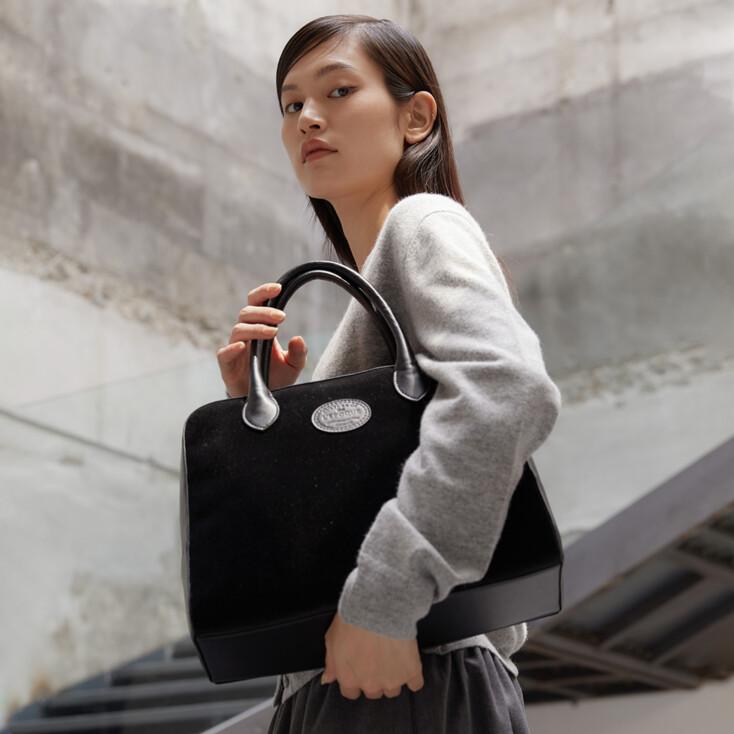 VELVET TOTE MARION BAG_BLACK