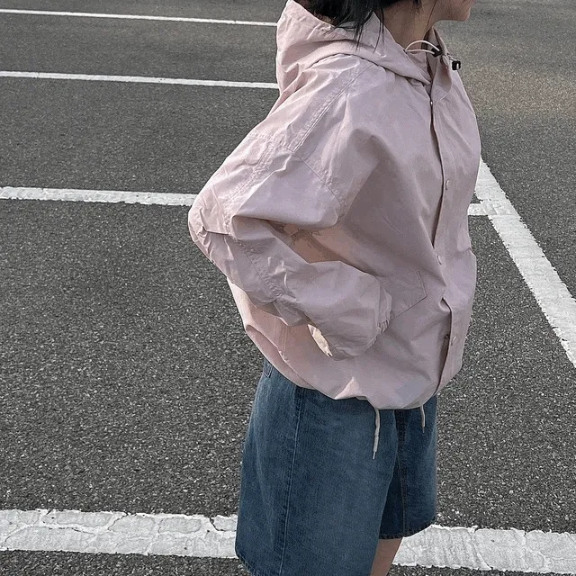 - 남녀공용 버튼 오버핏 야상바람막이 -