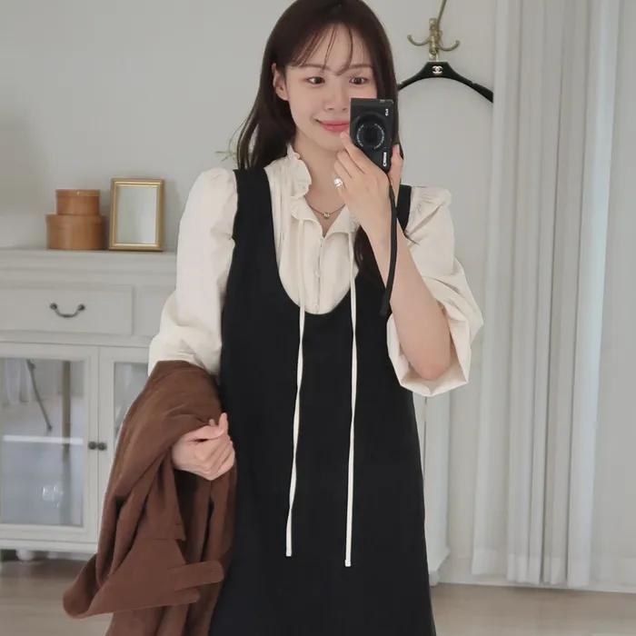 [29CM 단독] corduroy frill blouse - cream