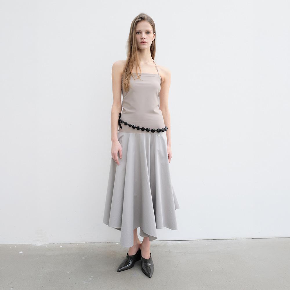 String Two-Way Dress (Beige/Gray)