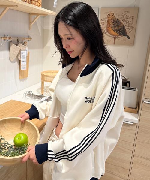 엑티브 트랙 레인 래글런 져지 자켓_크림