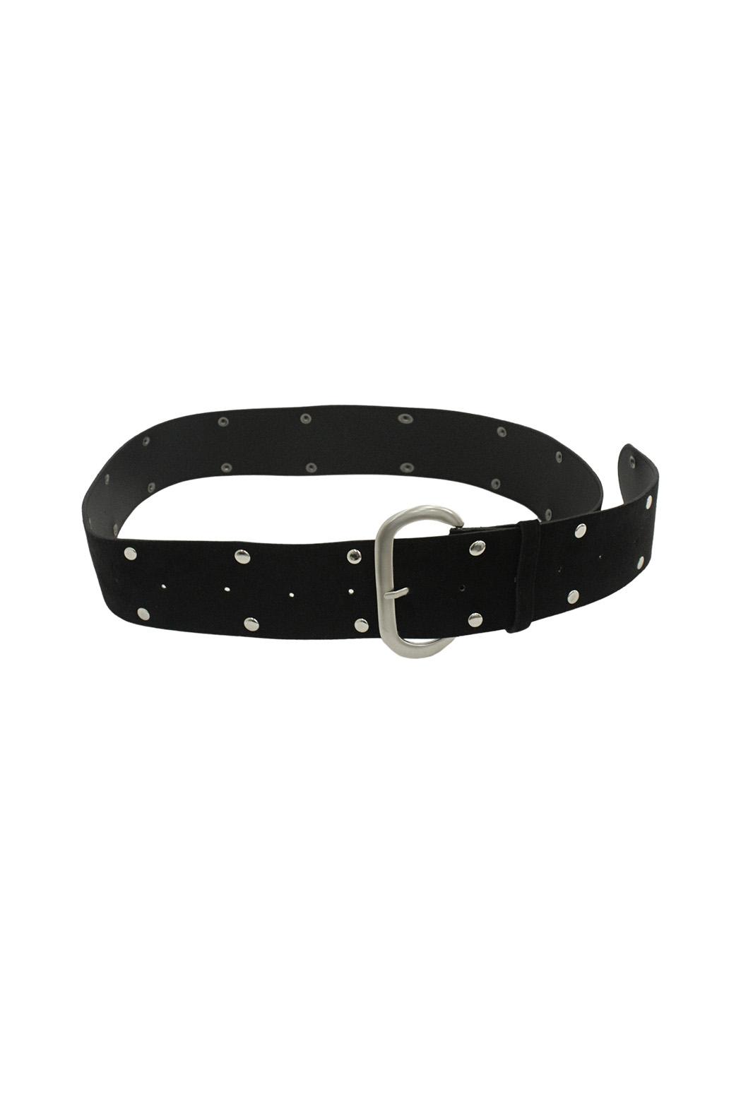 Me愛 - Suede silver ball belt (Black/Beige)