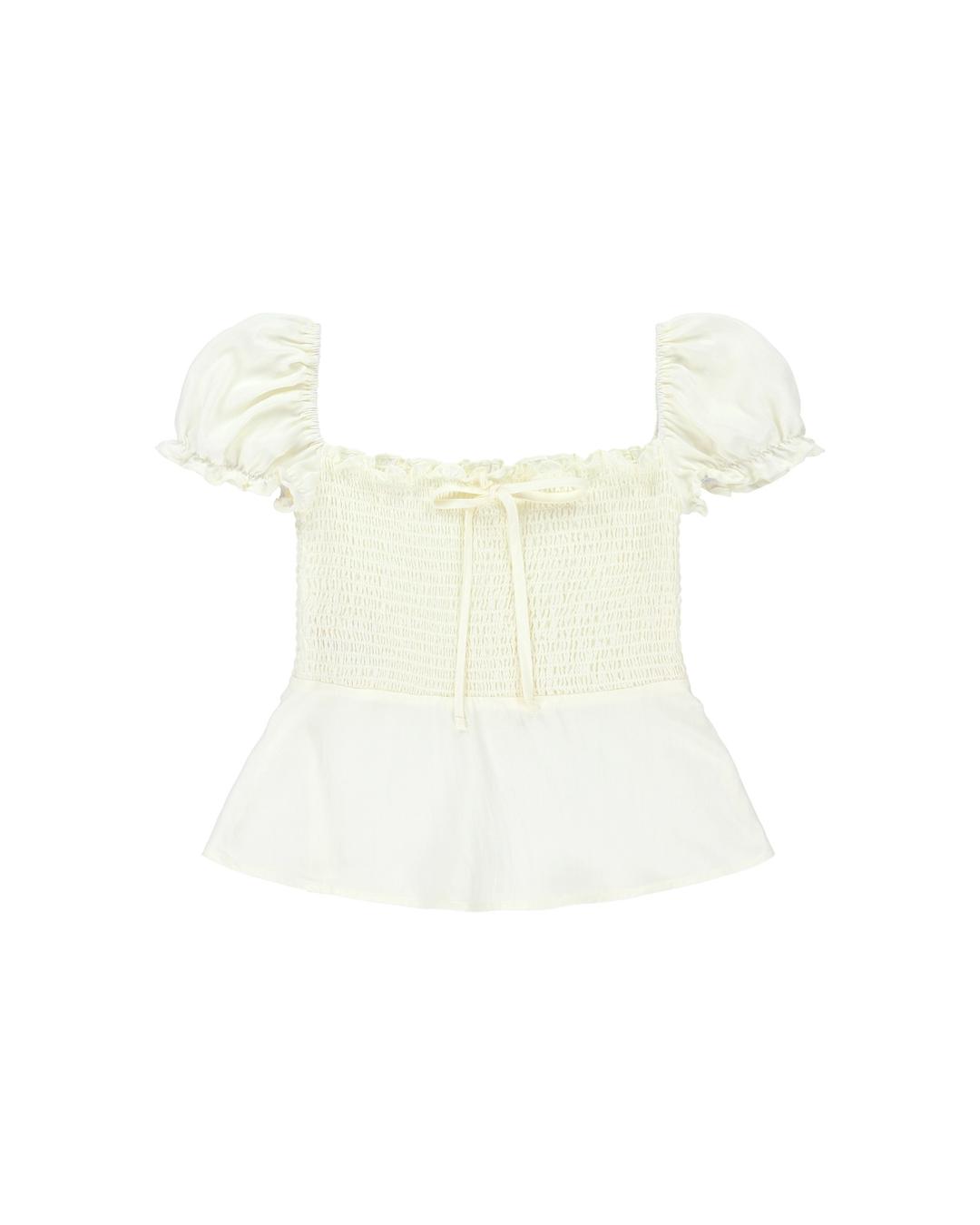 Smocking Ruffle Blouse [IVORY]