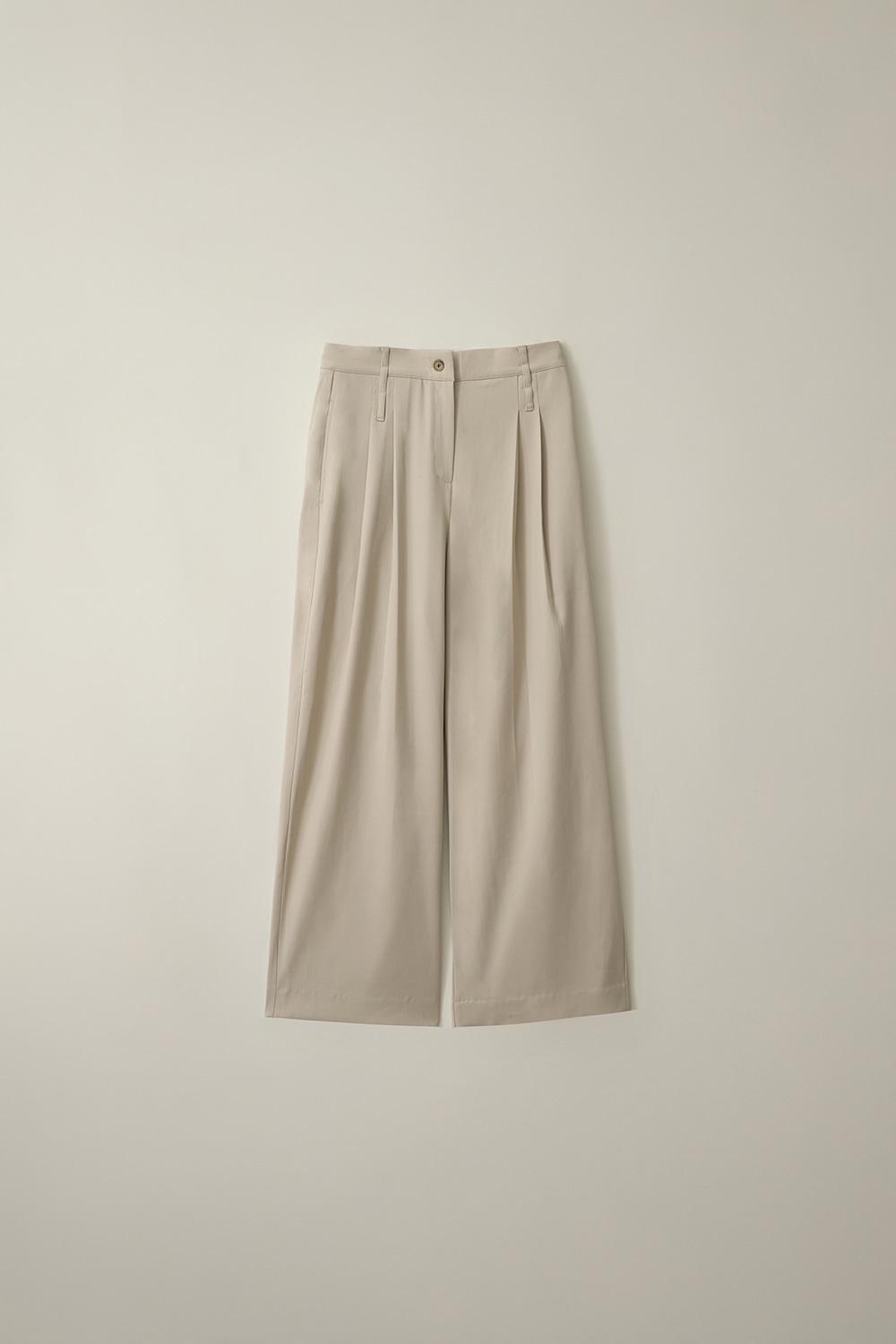 벨트링 투핀턱 슬랙스-애쉬크림