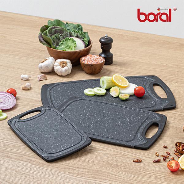 보랄 뒤틀림 없이 튼튼한 스톤디자인 블랙 도마 3종세트