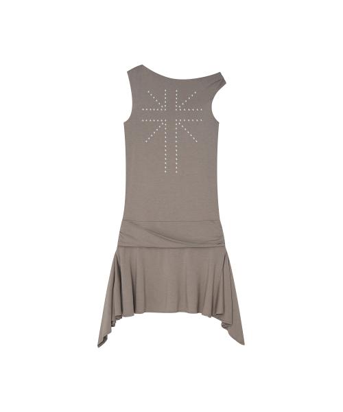 Asymmetric Stud Onepiece Warm Gray