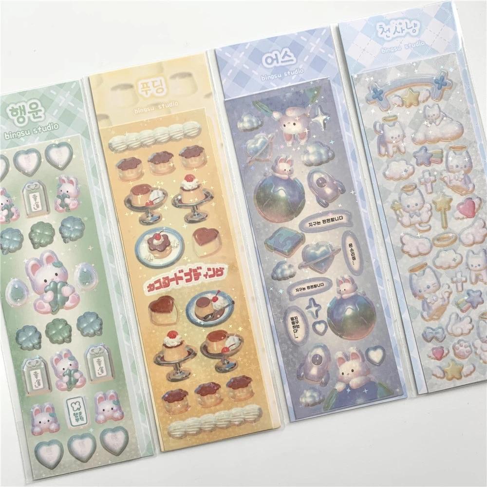 Kawaii Kitten Theme Goo 카드 스티커, 한국 Ins 화이트 조리개 DIY 스크랩북 전화 케이스 일기 앨범 선물 장식