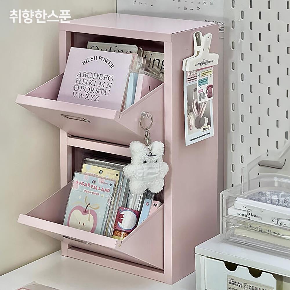 미니캐비넷 책상위 철제수납장 2단 서랍함