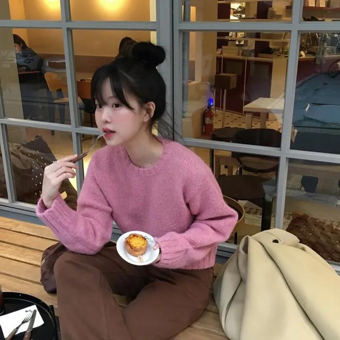 ALPACA ROUND PULLOVER_PINK