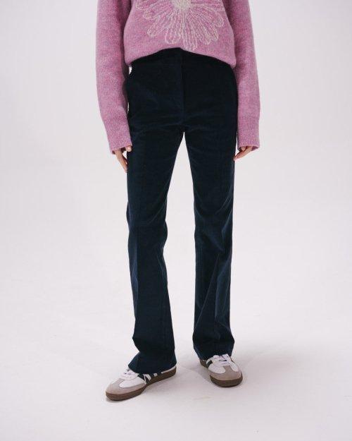 CORDUROY SLIM FIT BOOT CUT PANTS_NAVY PINK